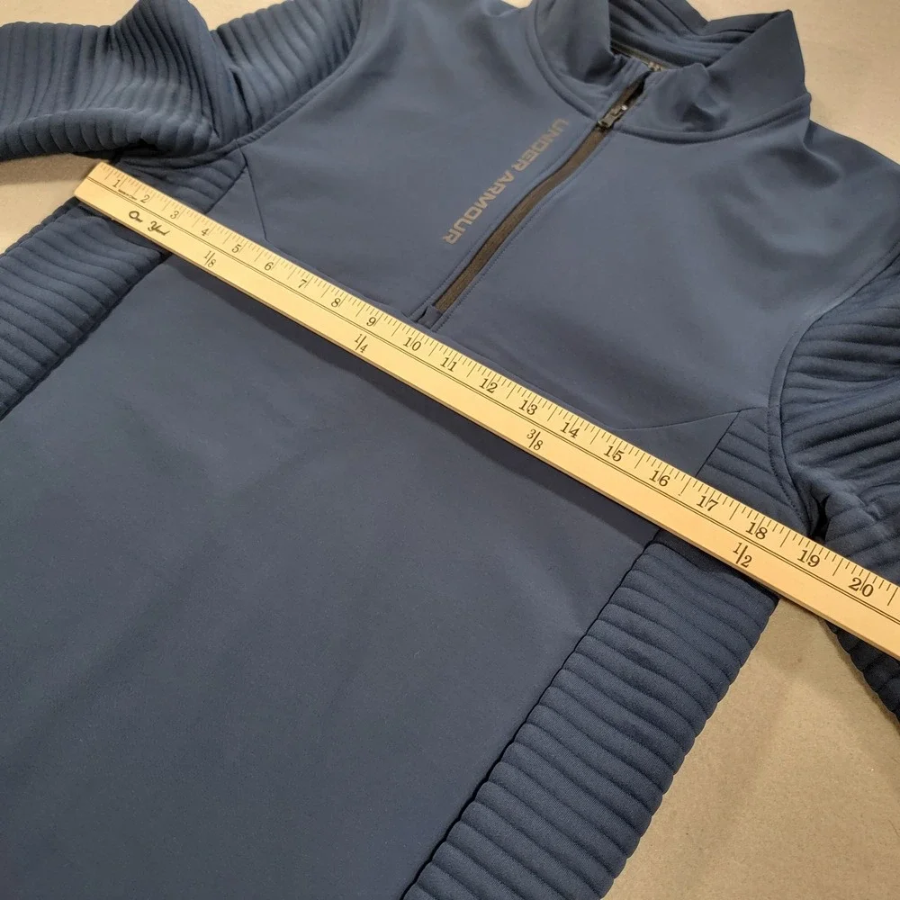 Under Armour Golf 1/4 Zip Pullover Blue Textured Athletic‎ Men's Small Loose Fit